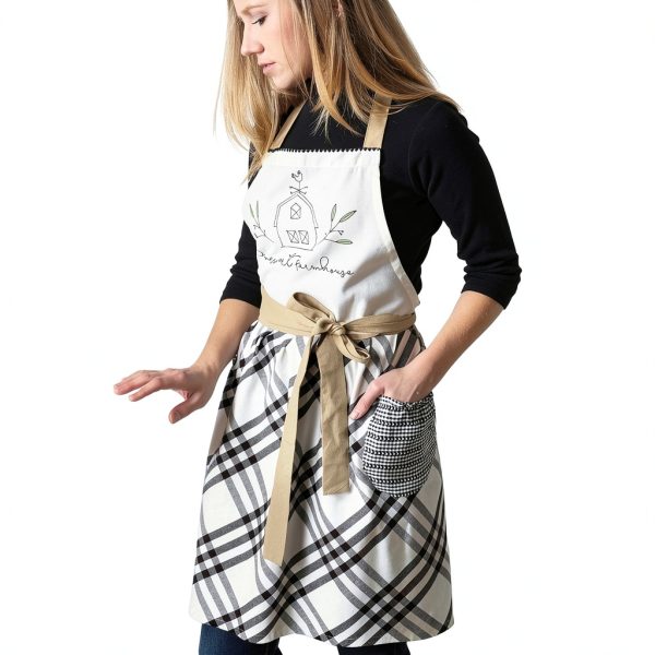 DII Cotton Apron Plaid Design Kitchen Cooking Protection-1