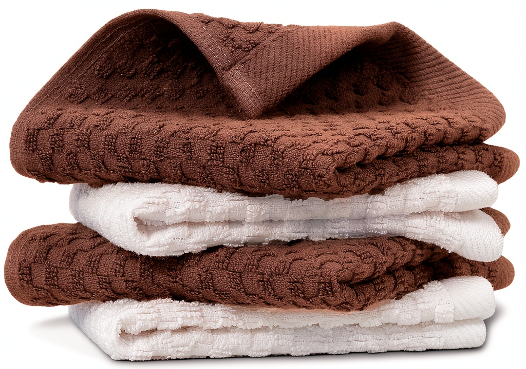 Infinitee Xclusives cotton dish cloths in use on a kitchen counter
