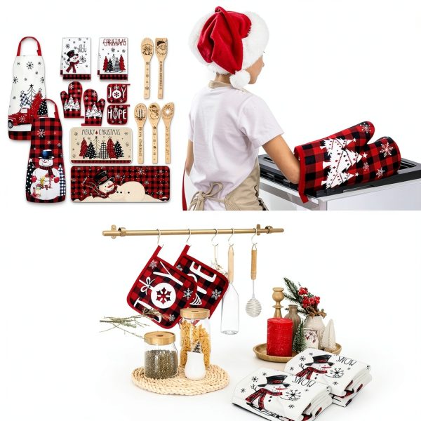 Christmas Kitchen Set Whaline Cotton Apron-3