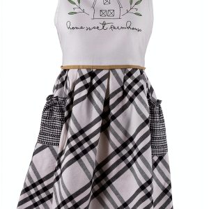 DII Cotton Apron Plaid Design Kitchen Cooking Protection-0