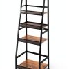 Hayexiha 4-Tier Trapezoid Wine Rack Iron Wood Vintage Brown-8