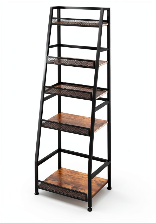 Hayexiha 4-Tier Trapezoid Wine Rack Iron Wood Vintage Brown-8