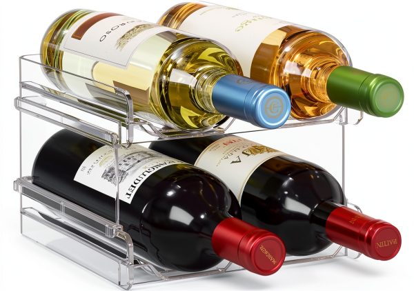 Lifewit Plastic Wine Rack Stackable Tiered Shelf-0