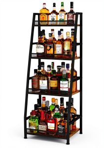 Hayexiha 4-Tier Trapezoid Wine Rack Iron Wood Vintage Brown-0