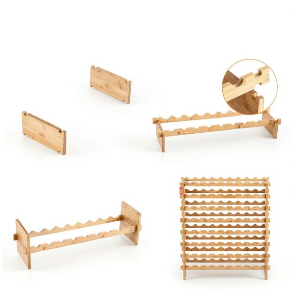 VEVOR Bamboo Wine Rack 72 Bottle Original Wood-4