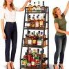 Hayexiha 4-Tier Trapezoid Wine Rack Iron Wood Vintage Brown-2