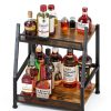 Hayexiha 4-Tier Trapezoid Wine Rack Iron Wood Vintage Brown-4