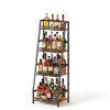 Hayexiha 4-Tier Trapezoid Wine Rack Iron Wood Vintage Brown-5