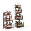 Hayexiha 4-Tier Trapezoid Wine Rack Iron Wood Vintage Brown-6