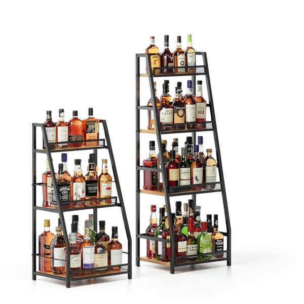 Hayexiha 4-Tier Trapezoid Wine Rack Iron Wood Vintage Brown-6