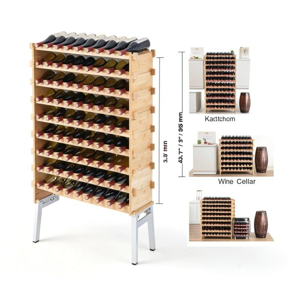 VEVOR Bamboo Wine Rack 72 Bottle Original Wood-6