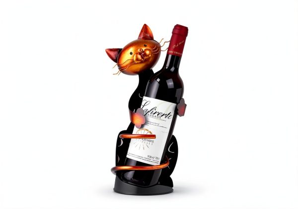 Drincarier Cat Wine Rack Dark Brown Decorative-1