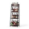 Hayexiha 4-Tier Trapezoid Wine Rack Iron Wood Vintage Brown-1
