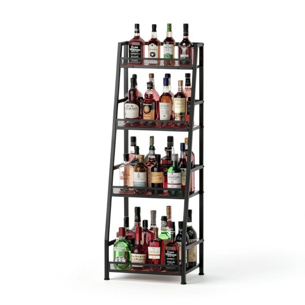 Hayexiha 4-Tier Trapezoid Wine Rack Iron Wood Vintage Brown-1