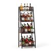 Hayexiha 4-Tier Trapezoid Wine Rack Iron Wood Vintage Brown-7
