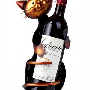 Drincarier Cat Wine Rack Dark Brown Decorative-0
