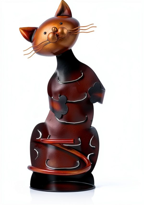 Drincarier Cat Wine Rack Dark Brown Decorative-5