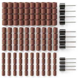 Sanding Drums NIANNIAN 132pcs for Dremel 120 Grit with 12 Mandrels-0